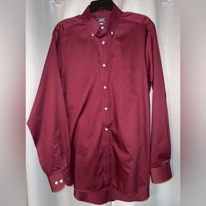 Izod Burgundy Long Sleeve Dress Shirt